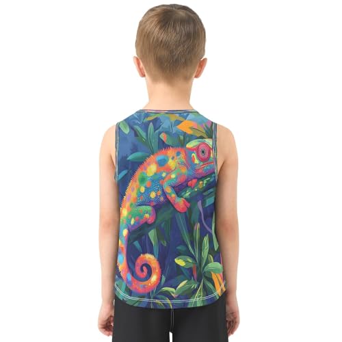 Boys Tank Top, Sleeveless Quick Dry Round Neck Tank Undershirt for Outdoor Play, 3-15 Y3