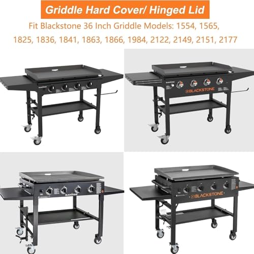 Griddle Lid for Blackstone 36 inch, Grill Hinged Lid Hard Cover Hood with Handle for 36" Blackstone Flat Top Cooking Station 1554, 2149 Black Stone Outdoor Griddle Accessories by MixRBBQ - Image 2