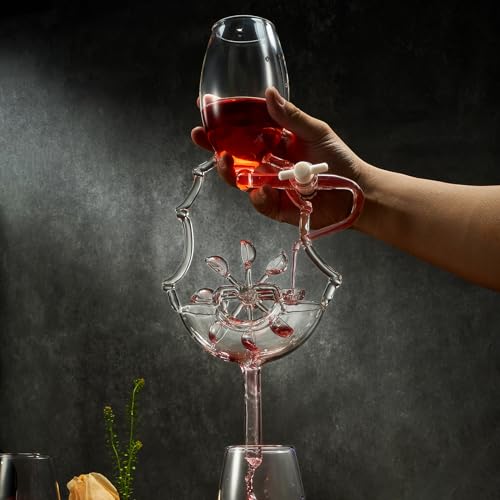 Image of Italian Wheel Wine Aerator, Italian Design Wine Decanter, Moving Wheel Aerator Pourer, Red & White In Bottle Aerators, Makes Your Wines Taste Better, Whiskey & Spirits Gifts, Areadivino Aerator
