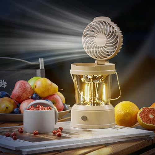 Fans rechargeables pour le camping, les fans de camping avec lumière, lumière de ventilateur portable pliable avec crochets, accessoire de bureau léger, accessoires de camping pour la – Image 3