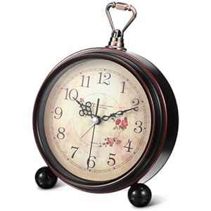 BESPORTBLE Vintage Style Alarm Clock Silent Antique Retro Table Clock Decorative Quiet Non Ticking Clock Classic Retro Clock Desk Alarm Clockwithout Battery