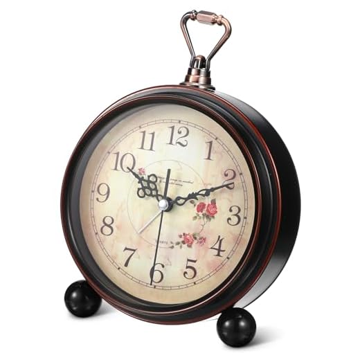 BESPORTBLE Vintage Style Alarm Clock Silent Antique Retro Table Clock Decorative Quiet Non Ticking