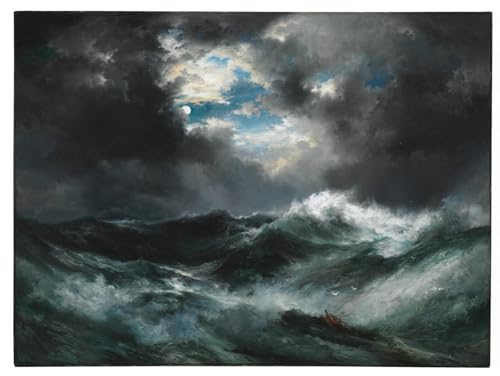 Peinture sur toile Épave au clair de lune SERENDIPITP 60x90cm marine