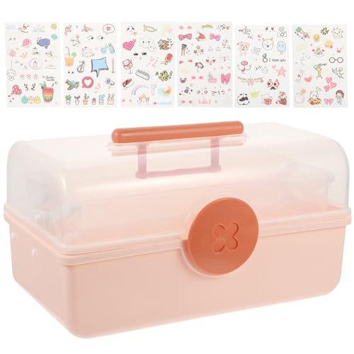 HEALEEP Caja Organizadora y Gran Capacidad Niña de Accesorios Cabello Tapa Transparente, Diseño Multilayer en Color Rosa para Guardar y