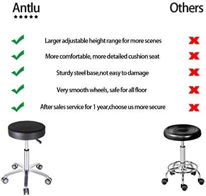 Massage Stool Chair on Wheels for Beauty Kitchen Salon Home Office, Adjustable High Rolling Swivel Stool (Black)