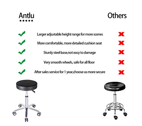 Antlu Rolling Stool Swivel Chair For Office Medical Salon Tattoo Kitchen Massage Work,Adjustable Height Hydraulic Stool With Wheels (Black) #TOP1