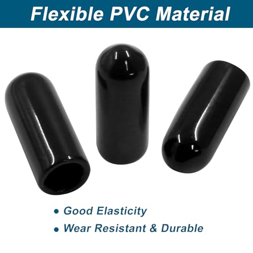 Image of 120 Pcs 5mm Rubber End Caps Bolt Screw Protector, Black | PVC Flexible Impact Absorbing, Prevents Scuffs Dust Rust, Fits 5-5.5mm Round Tube Threads, Indoor Outdoor Use