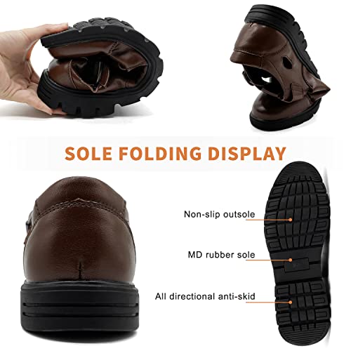 CMM Men's Closed-Toe Leather Strap Business Sandal Cool Beach Sandals Plus Size4