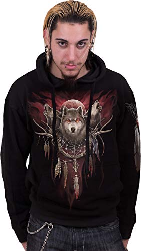 Spiral Cry Of The Wolf Uomo Felpa Con Cappuccio Nero S 100% Cotone Regular - 3