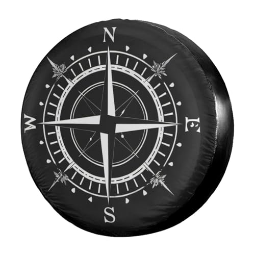 Image of Delerain Spare Tire Cover Compass Black Wheel Covers Waterproof Dust-Proof UV Sun Universal Fit for Trailer RV SUV Truck and Many Vehicle (17 Inch for Diameter 31 inch-33 inch)