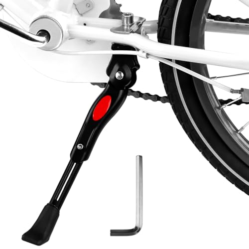 CYFIE 自転車用キックスタンド センタースタンド 自転車 スタンド 20インチ 22インチ 軽量 ロードバイク クロスバイク マウンテンバイク 対応 ブラック 六角レンチ付き 取付簡単 滑り止め 長さ調節可能