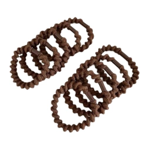 10 gomas elásticas para el pelo, onduladas, lisos, para el pelo, para sujetar coletas, café