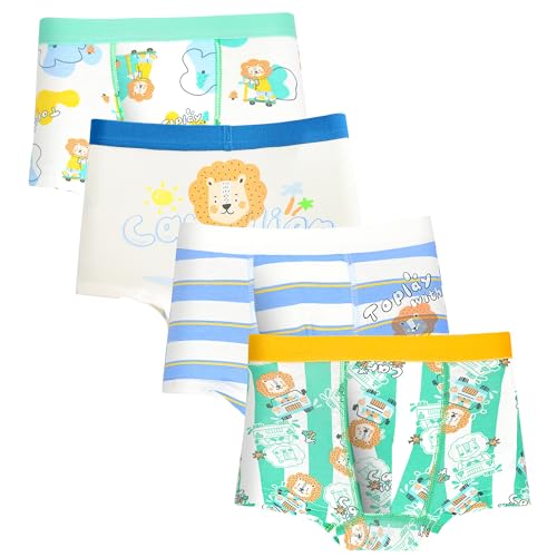 HYCLES Boys Boxer Shorts Cotton Dinosaur Pattern Boy Underwear Kids Underpants 4 Pack, 2-12 Years