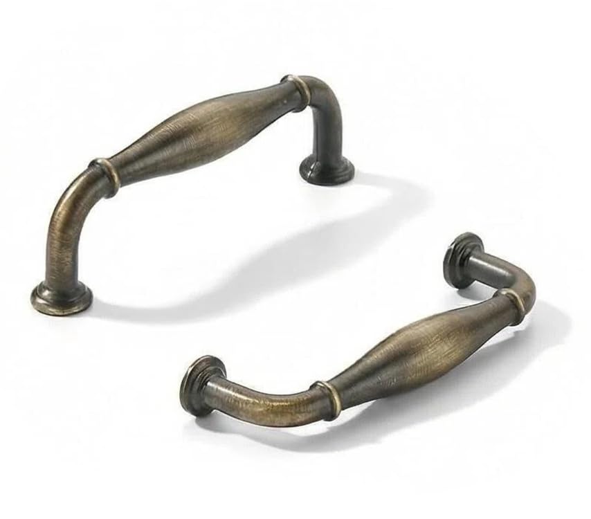 khtumeware 2-Pack 4 Inch(102mm) Hole Center Antique English Brass Solid Heavy-Duty Tradition Handles Hardware for Bathroom Dressers Pull cabinets wardrobes Closet Doors