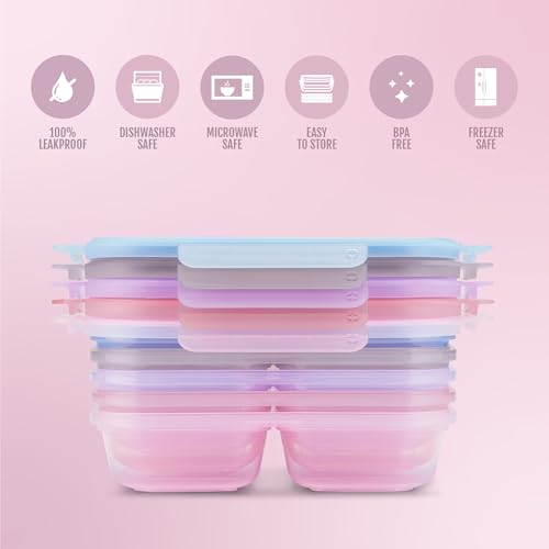Image of Ello Snap & Nest 10-Piece 2 Cup Plastic Divided Snack Pack Set, Reusable Food Containers for Healthy Eating, Freezer, Dishwasher Safe, Berry Fields