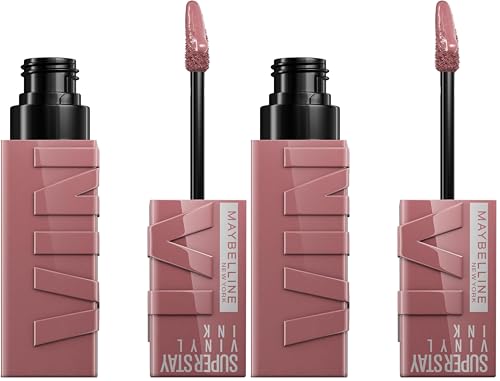 Image of Maybelline New York Lip Colour, Smudge-free, Long Lasting up to 16h, Liquid Lipstick, Shine Finish, SuperStay Vinyl Ink, 110 Awestruck (Pack of 2)