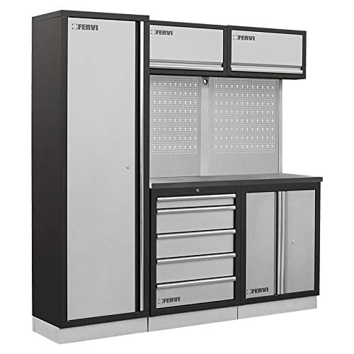 Fervi A008C - Decoración modular para taller con plataforma de acero inoxidable