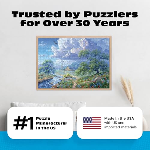 Rompecabezas Buffalo Games - Hill Country Summer, 500 piezas para adultos, arte de Abraham Hunter, fabricado en EE.UU., incluye póster miniatura 6
