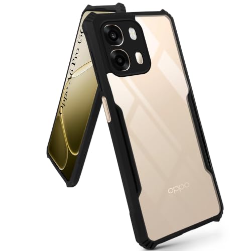 Image of Jkobi Hybrid Back Case Cover for Oppo A6 Pro (Shockproof with Polycarbonate Clear Panel | Professional Black)