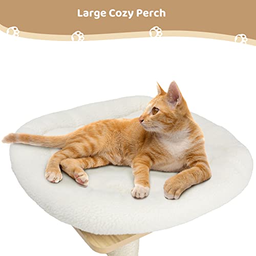 Arlopu 55” Tall Modern Cat Tree Tower For Indoor Cats, Wooden Cat Climbing Stand Furniture, 6 Level Platform Cat Activities Condo House W/Scratch Post, Washable Mats&Top Perch, For Kittens&Large Cats #TOP4