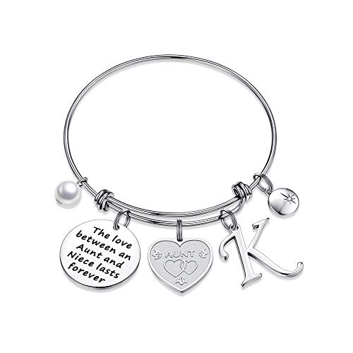 Aunt Gifts From Niece, Dainty Aunt Gift Personalized Jewelry Gifts For Women K Initial Bracelets For Women Aunt Gift #TOP26