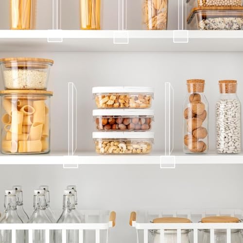 Coriver Acryl Regaltrenner, 6 Stück Transparente Multifunktionaler Regalteiler, Verstellbarer Shelf Divider, Kleiderschrank Trenner für Schlafzimmer Küche Schränke und Organisation-30x20 cm