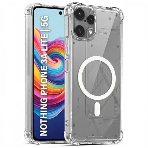 Image of TRUEUPGRADE Back Cover for Nothing Phone 3a Lite 5G | Mag-Safe Printed Transparent Case | Hard PC Back + Soft TPU Bumper | Magnetic Print Shockproof Protective Cover | Crystal Clear