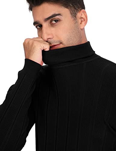 Babioboa Men's Mock Turtleneck Sweater Long Sleeve Pullover T-Shirt Basic Designed Undershirt(Black,S) #TOP4