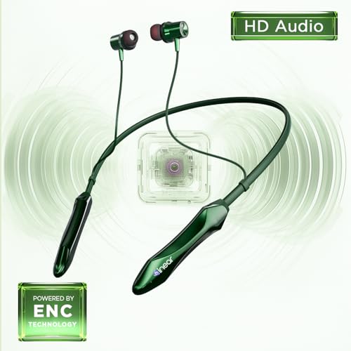 Image of inear DJ M7 Neckband Bluetooth Earphones | Upto 50H Playtime | Magnetic On /Off, ENC for Clear Calls | Water & Dust Resistant, Deep Bass | Fast Charging, Wireless Earphones for Music & Calls | Green