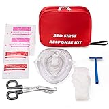 AED First Kit with CPR, Gloves, Razor, Scissors, Gauze Pads, and Cleansing Wipes for AED Training