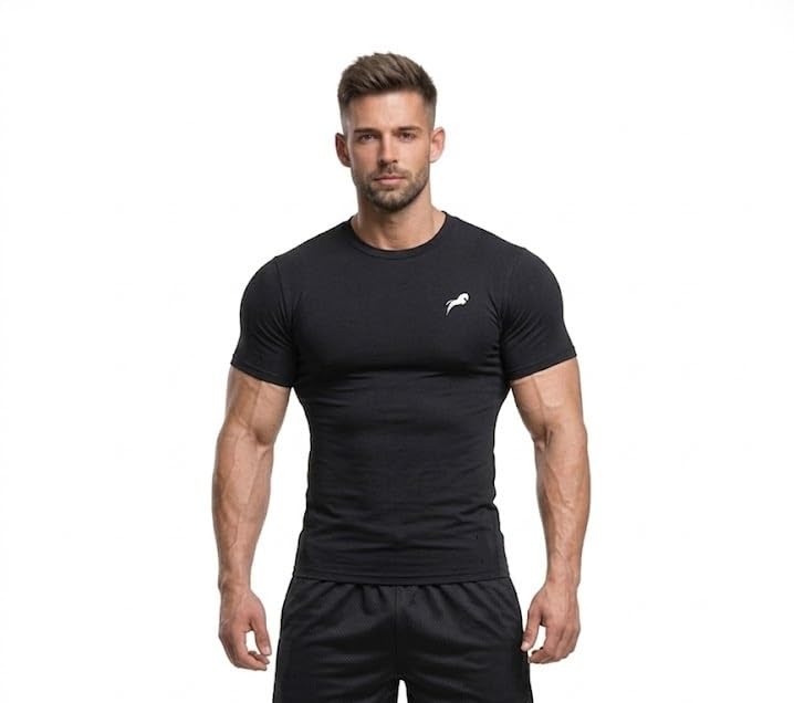 Image of JUST RIDER Swimwear Half Sleeve T-Shirt and Shorts for Men & Women Men's Swimming T-Shirt and Swimming Shorts Set, Polyester, Quick-Dry, Chlorine-Resistant, Flatlock Seams