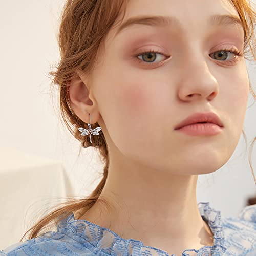 Dragonfly Leverback Hoop Hook Earrings 925 Sterling Silver Celtic Dangle Drop Earrings Dragonfly Huggie Earrings Dragonfly Jewelry Gifts for Women3