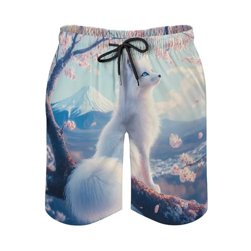 Fox Japanese Mount Fuji Men's Swim Trunks Quick Dry Board Shorts Hawaiian Beach Shorts With Pocket4