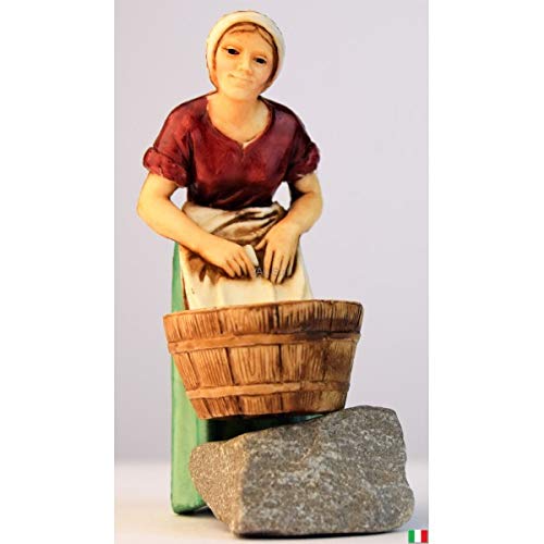 Moranduzzo Milker and Washerwoman for Nativity Scene of 4 Inch Scale 1:20-Unbreakable Nativity Figures-18th Century Style, Hand-Finished Painting, Official Product, Made in Italy, Sculptor M. Landi