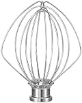 K45WW Dishwasher Safe Whisk Attachment Fits 4.5 Quart and 5 QT KitchenAid Tilt-Head Stand Mixer Stainless Steel 6 Wires Whip for Egg Heavy Cream Beater, Cakes Mayonnaise