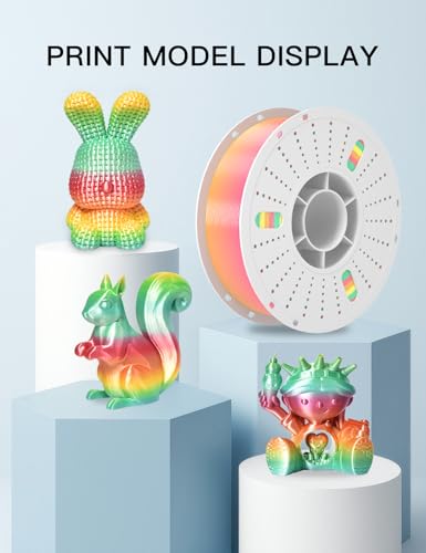 Image of PINBALL Silk Rainbow PLA 3D Printer Filament 1.75mm Shiny Multi-Color Changing Filament 3D Printing PLA Filament Dimensional Accuracy + /- 0.02mm 1 KG Silk Rainbow Macaroon
