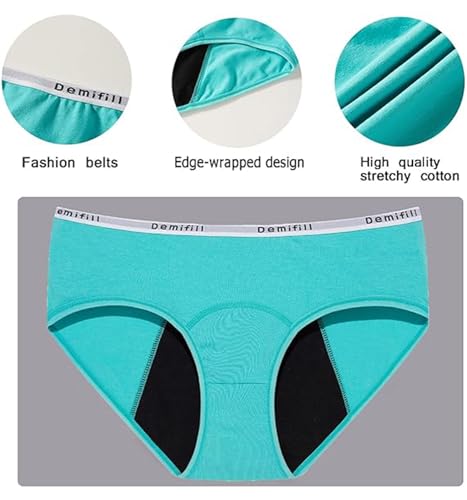 Image of Demifill Teen Girls Period Panties Juniors First Period Starter Underwear Soft Briefs Pack of 6 Multipack