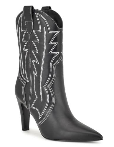 Nine West Botas Alama Western para mujer, Negro 001, 42 EU