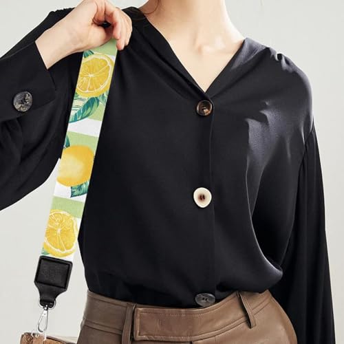 Image of GLENLCWE Yellow Lemon Wide Shoulder Strap Adjustable Replacement Belt Guitar Style Crossbody Bag Handbag Strap Canvas Straps Fruit Print