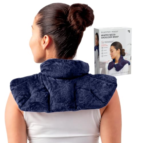 Sharper Image Heated Neck & Shoulder Wrap - Microwavable Warm & Cooling Plush Pad Scented Aromatherapy (100% Natural Lavender & Herb Spa Blend) Pain Tension Headache Relief Therapy Gift for Women