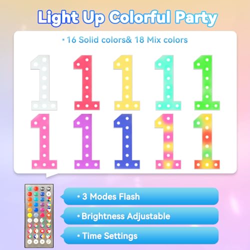 Image of Ledido 4FT Marquee Light Up Numbers, 34 Colors Changing Marquee Numbers 4 Feet Tall with Remote, Big Numbers for Party Wedding Graduation Birthday Decoratoons, Large Light Up Number 4