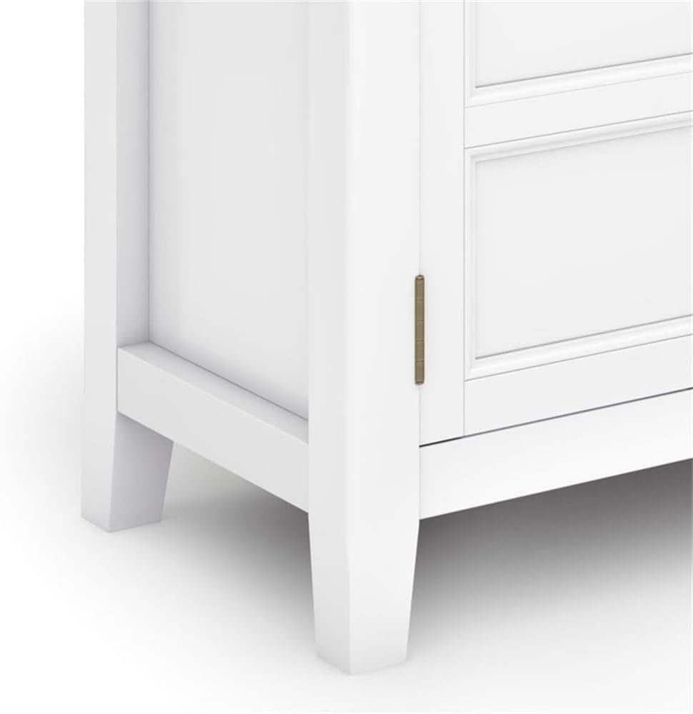 Pemberly Row Solid Wood Low Storage Cabinet, 30" W x 14" D x 31" H, White Finish, Adjustable Shelves, Transitional Design, Multipurpose Accent Chest for Living Room, Bedroom, Entryway or Office