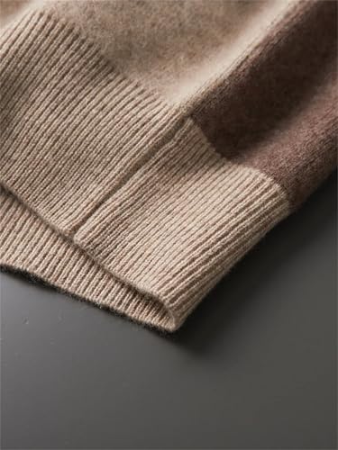 Men's Cashmere Knit Cardigan Sweater Zipper Long Sleeve Fall Winter Color Matching Warm Outerwear 5