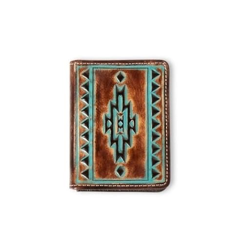 ARIAT Bifold Turquoise Outline Southwest Wallet, Brown