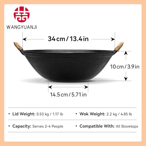 Wok de hierro fundido con tapa de vidrio 13.4" miniatura 3