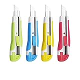 XW Snap-off Utility Knife,18mm Razor Blade Auto-lock Retractable Box Cutter of Assorted Colors, Total 12 Blades, 4-Pack