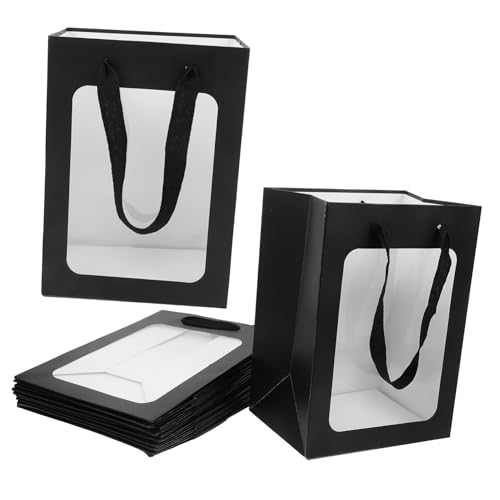 Paquet en papier noir avec fenêtre MAGICLULU pour mariage et fête | 12 pièces