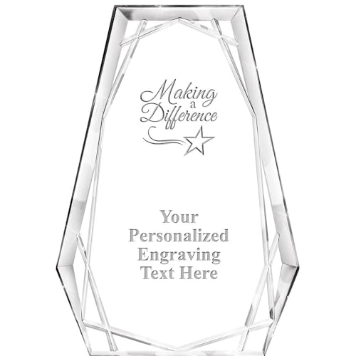 Crown Awards Customizable Acrylic Award, 7" Engraved Making A Difference Hera Pyramid Acrylic Award