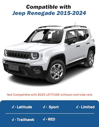 Image of JOYTUTUS Lockable Roof Rack Cross Bars Compatible with Jeep Renegade 2015-2024, Aluminum Anti-Theft Crossbars for Rooftop Cargo Carrier Bag Basket Luggage Bike Kayak Canoe Snowboard Skiboard