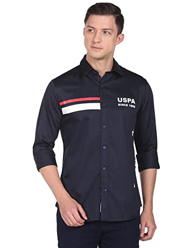 Image of U.S. POLO ASSN. Brand Printed Tailored Fit Shirt for Men - Cotton, Breathable & Comfortable, Full Sleeves Casual Shirt for Men